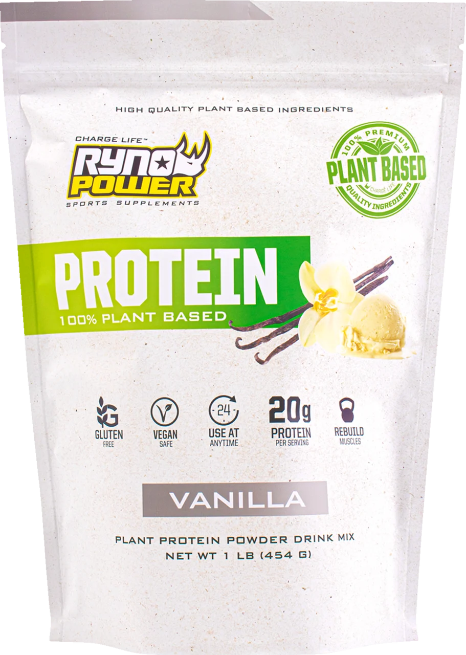 Ryno Power Premium Plant-Based Protein Powder - Vanilla - 1 lb - 10 Servings