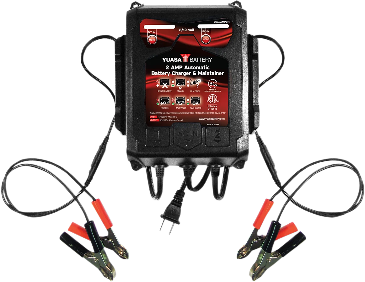 Yuasa Battery Dual-Bank Automatic Battery Charger and Maintainer - 2 Amp - 6/12V