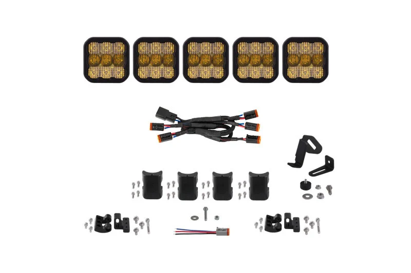 Diode Dynamics SS5 Pro Universal CrossLink 5-Pod Lightbar - Yellow Combo