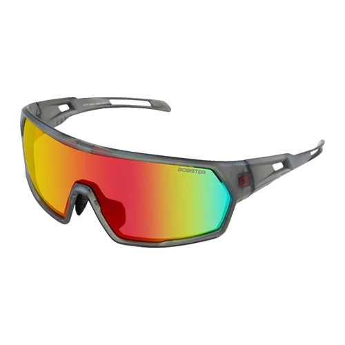 Bobster Speed Sunglasses - Matte Clear Gray - Smoke Crimson Mirror