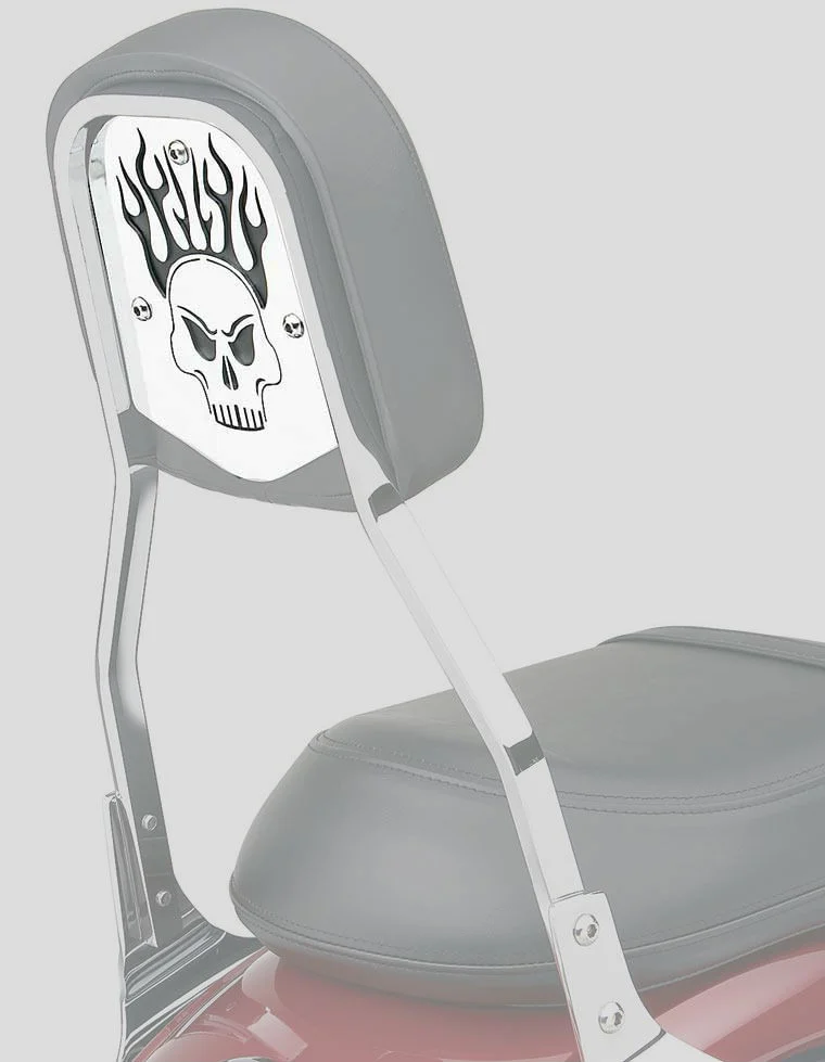 Cobra Chrome Skull Backrest Insert for Tall Square Backrests (02-5052)