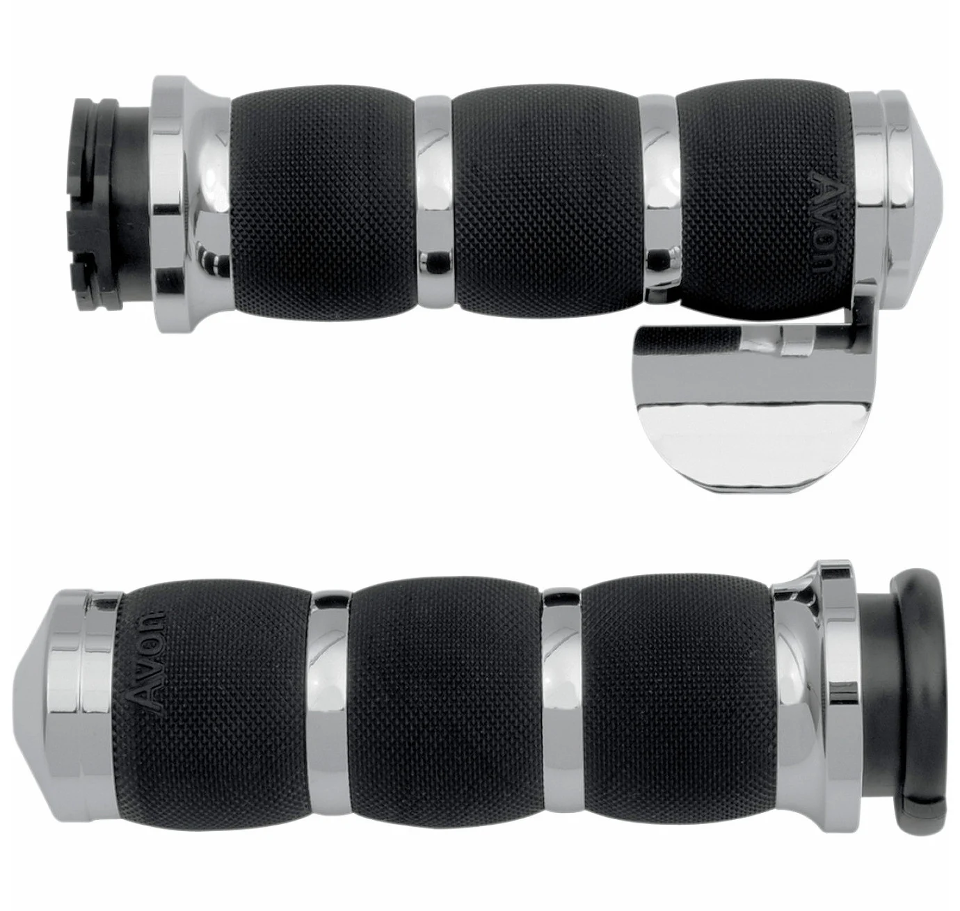Avon Air Cush Chrome Grips w/Throttle Boss for 1" Bars & Cables (AIR-90-BOSS)
