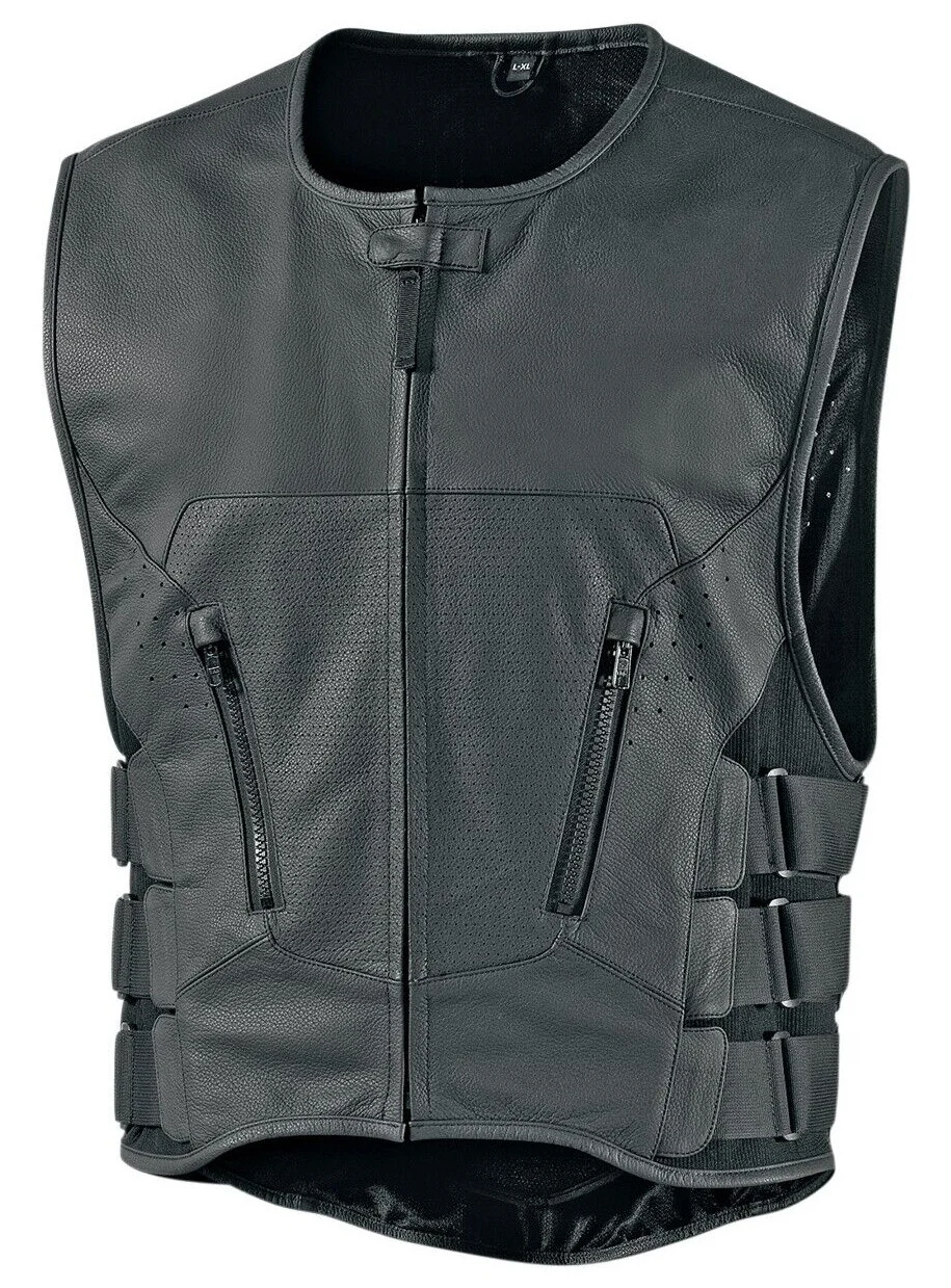 Icon Regulator D3O Stripped Mens Leather Vest