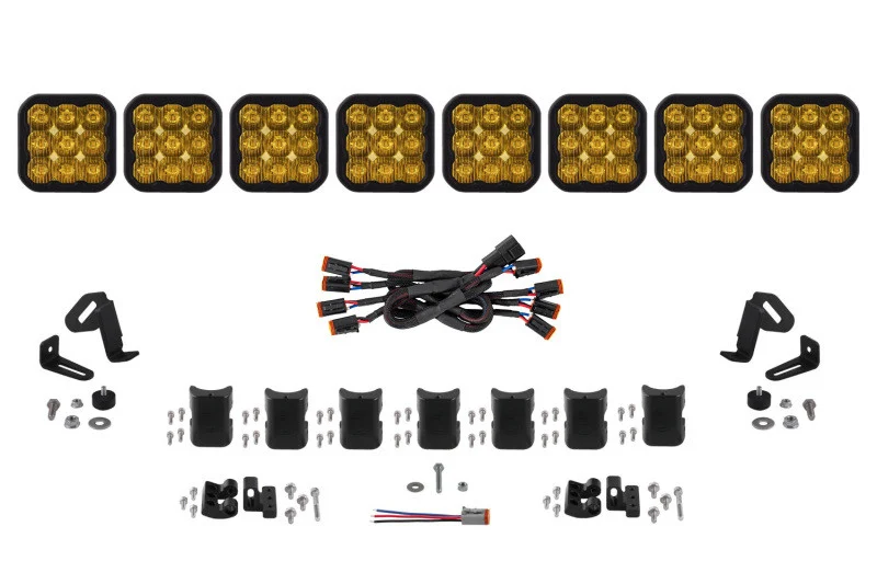 Diode Dynamics SS5 Pro Universal CrossLink 8-Pod Lightbar - Yellow Driving
