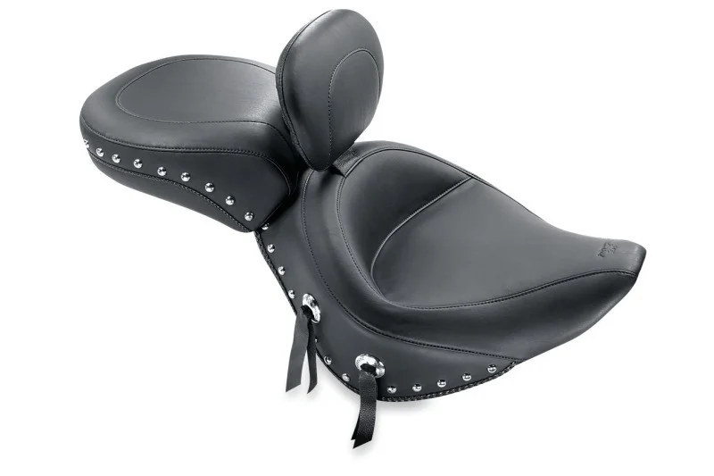 Mustang 84-06 Harley Standard Rear Tire Wide Touring Recessed Passenger Seat w/Studs - Black - 79130