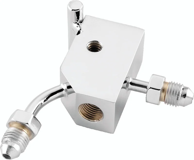 Twin Power Chrome Brake Tee 90 Degree Male AN3 W 1/8 NPT Port Custom