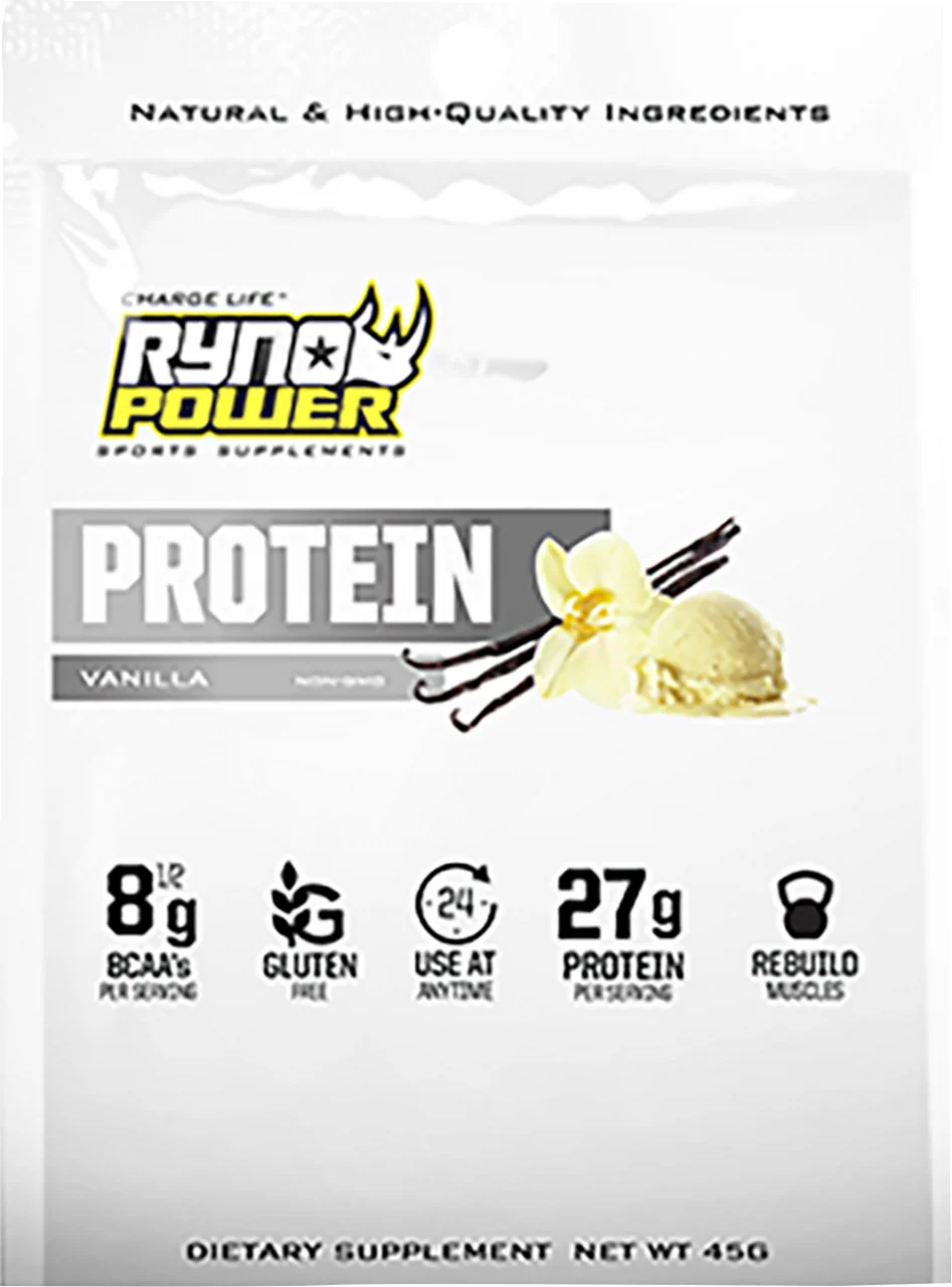 Ryno Power Protein Premium Whey Powder - Vanilla - 45 Grams - 1 Serving Sample Packet