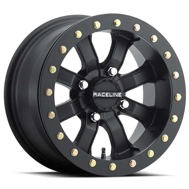 Raceline A71B Mamba 14x8in / 4x137 BP / 0mm Offset / 110.18mm Bore - Satin Black Beadlock Wheel - A71B-48037-44