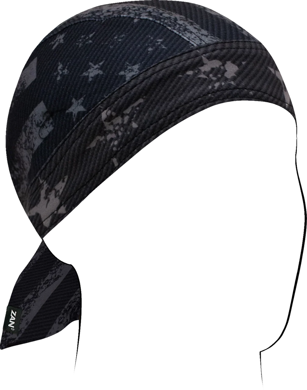 ZAN HeadGear Flydanna Sportflex Headwrap - Carbon Fiber Distressed Flag