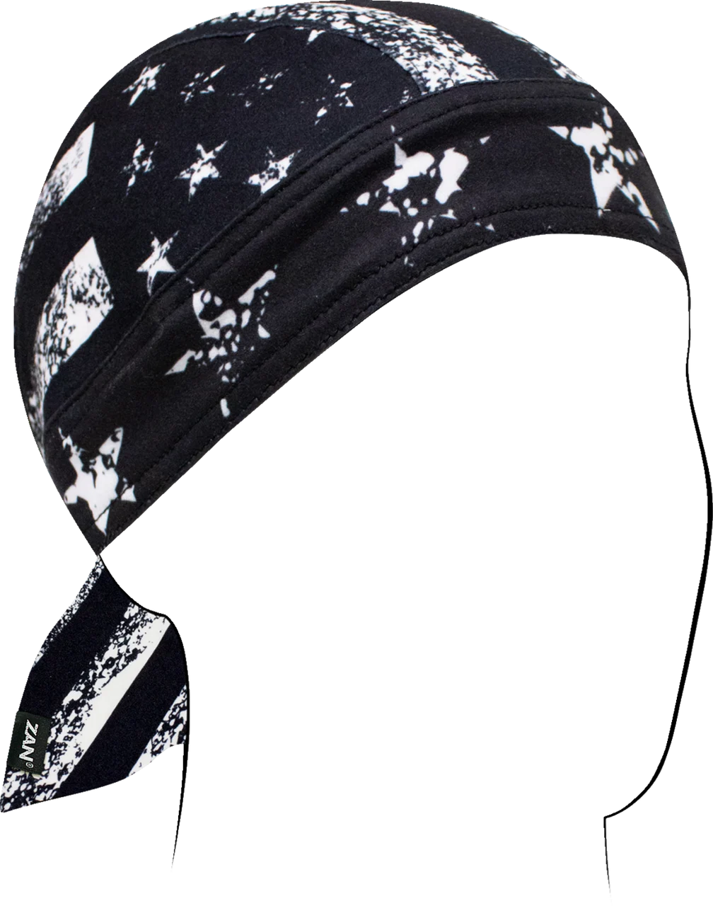 ZAN HeadGear Flydanna Sportflex Headwrap - Distressed Flag - Black/White