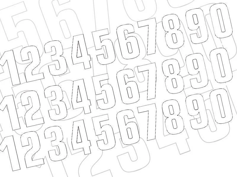 Blackbird Race Numbers Kit 0 to 9 130x70mm White