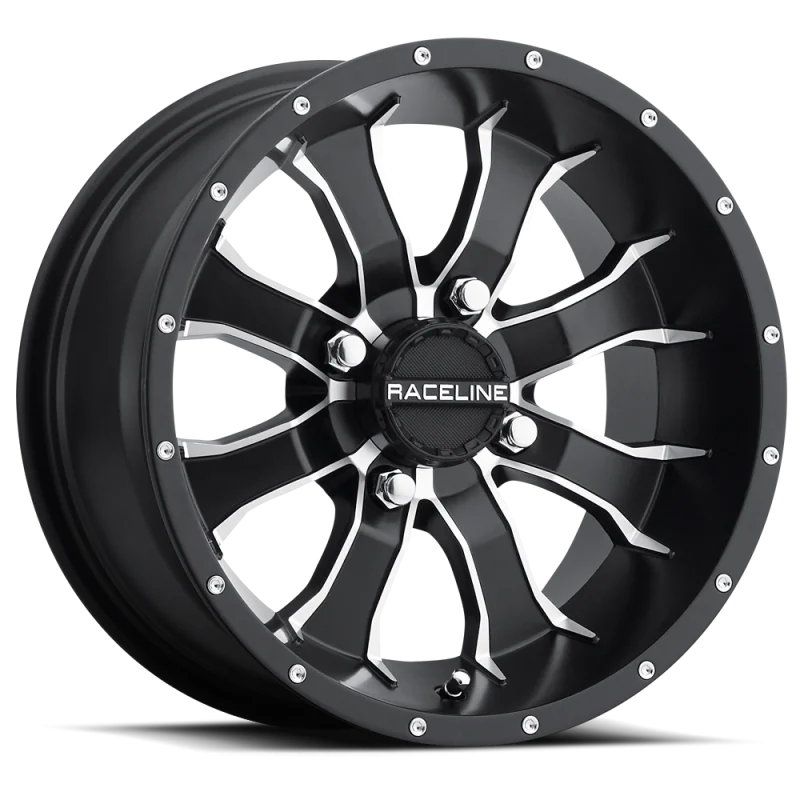 Raceline A77 Mamba 12x7in / 4x137 BP / 10mm Offset / 110.18mm Bore - Black & Machined Wheel - A7727037-T-52