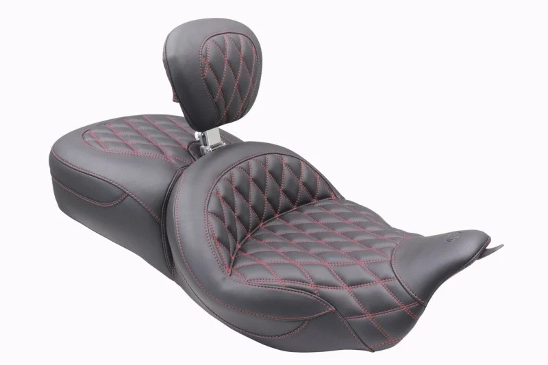 Mustang 08-25 Harley FL Touring Rd King Sp, Rd Glide Ltd, Dble Diamond ST Backrest - Black/AB - 89556AB