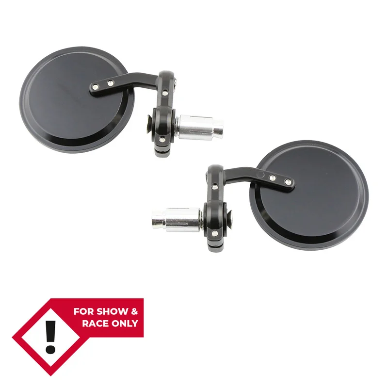 HIGHSIDER smart Bar End Mirror Black Round (Pair)