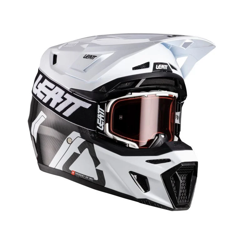 Leatt Moto 9.5 Carbon/White Helmet with 6.5 IRIZ Goggle Kit