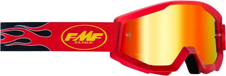 FMF Youth PowerCore Flame Red Mirrored Goggles by 100 Percent
