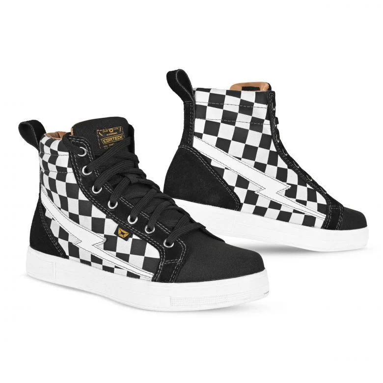 Cortech Womens Slayer Canvas White Check Riding Shoes