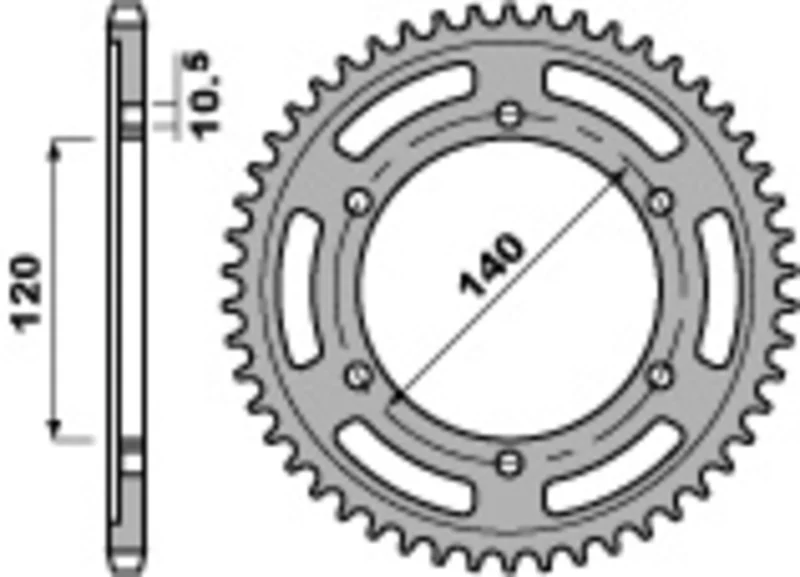 PBR Standard C45 Steel Rear Sprocket 498 - 530